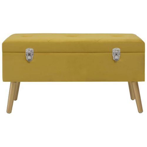 Banc avec compartiment de rangement 80cm Jaune moutarde Velours - Photo n°2; ?>