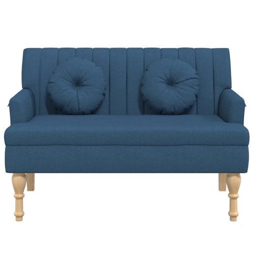 Banc avec coussins bleu 113x64,5x75,5 cm tissu - Photo n°3; ?>