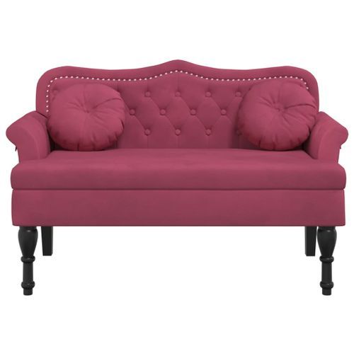 Banc avec coussins bordeaux 120,5x65x75 cm velours - Photo n°3; ?>