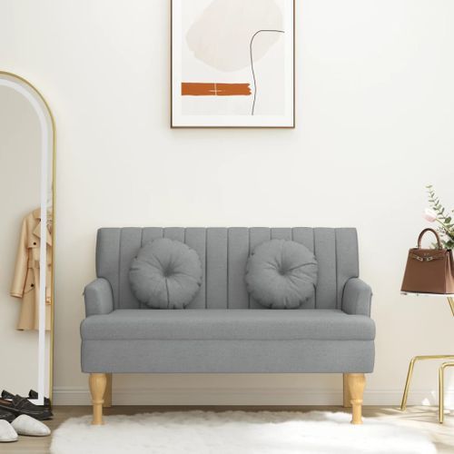 Banc avec coussins gris clair 113x64,5x75,5 cm tissu - Photo n°2; ?>