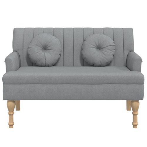 Banc avec coussins gris clair 113x64,5x75,5 cm tissu - Photo n°3; ?>