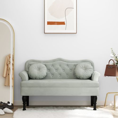 Banc avec coussins gris clair 120,5x65x75 cm velours - Photo n°2; ?>