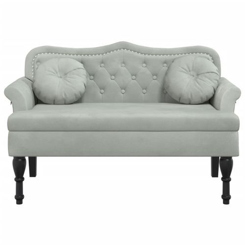 Banc avec coussins gris clair 120,5x65x75 cm velours - Photo n°3; ?>