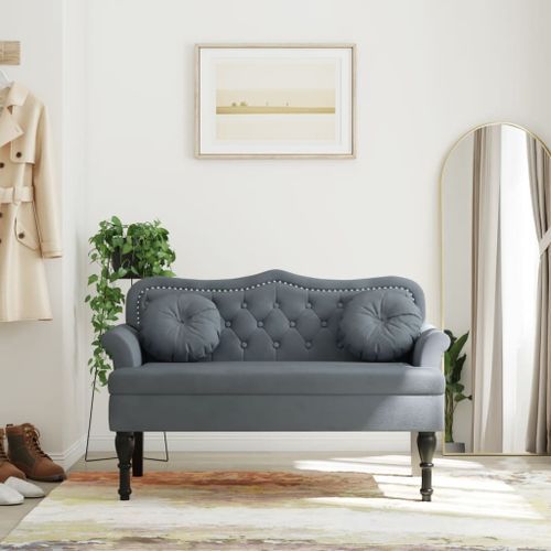 Banc avec coussins gris foncé 120,5x65x75 cm velours - Photo n°2; ?>