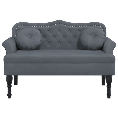 Banc avec coussins gris foncé 120,5x65x75 cm velours - Photo n°3; ?>