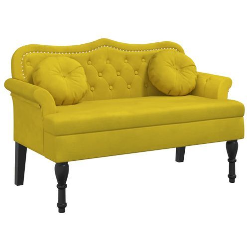 Banc avec coussins jaune 120,5x65x75 cm velours - Photo n°2; ?>