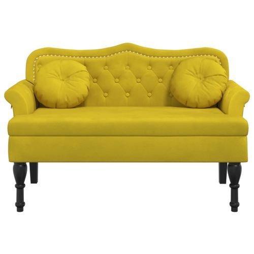 Banc avec coussins jaune 120,5x65x75 cm velours - Photo n°3; ?>