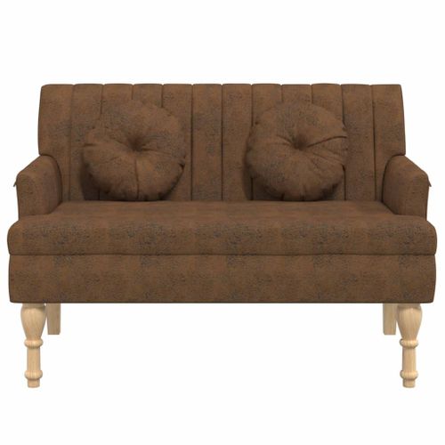 Banc avec coussins marron 113x64,5x75,5 cm similicuir daim - Photo n°3; ?>