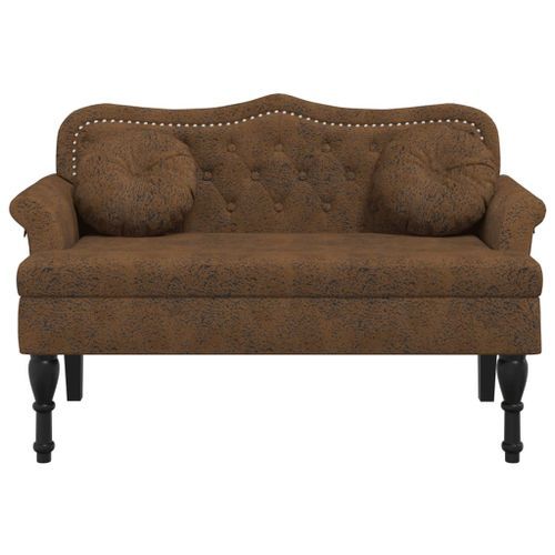 Banc avec coussins marron 120,5x65x75 cm similicuir daim - Photo n°3; ?>