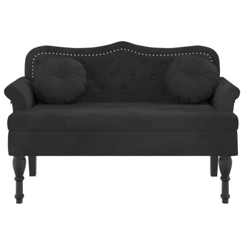 Banc avec coussins noir 120,5x65x75 cm velours - Photo n°3; ?>