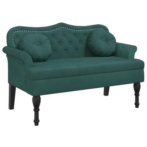 Banc avec coussins vert foncé 120,5x65x75 cm velours - Photo n°2; ?>