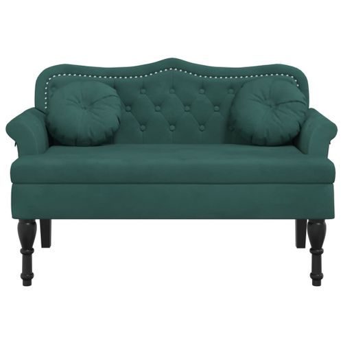 Banc avec coussins vert foncé 120,5x65x75 cm velours - Photo n°3; ?>