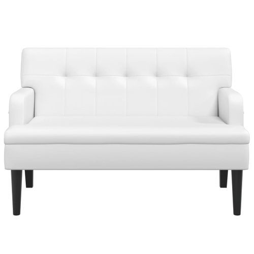 Banc avec dossier blanc 112x65,5x75 cm similicuir - Photo n°3; ?>