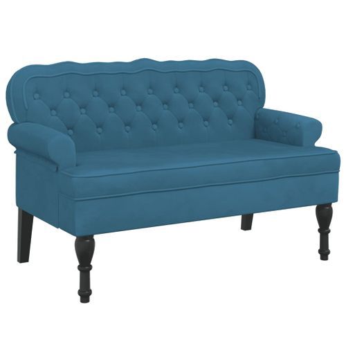 Banc avec dossier bleu 119,5x64,5x75 cm velours - Photo n°2; ?>