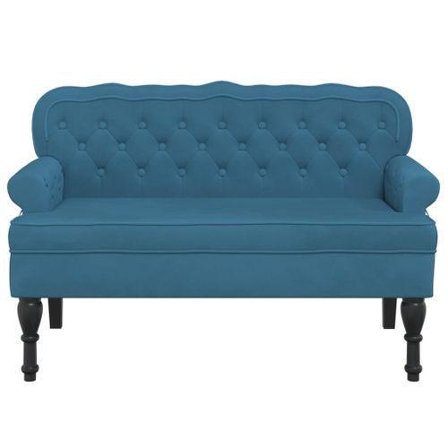 Banc avec dossier bleu 119,5x64,5x75 cm velours - Photo n°3; ?>