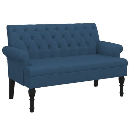 Banc avec dossier bleu 120x62x75,5 cm tissu - Photo n°2; ?>