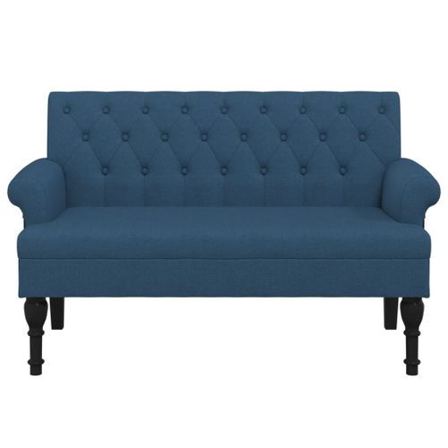 Banc avec dossier bleu 120x62x75,5 cm tissu - Photo n°3; ?>