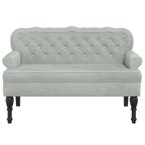 Banc avec dossier gris clair 119,5x64,5x75 cm velours - Photo n°3; ?>