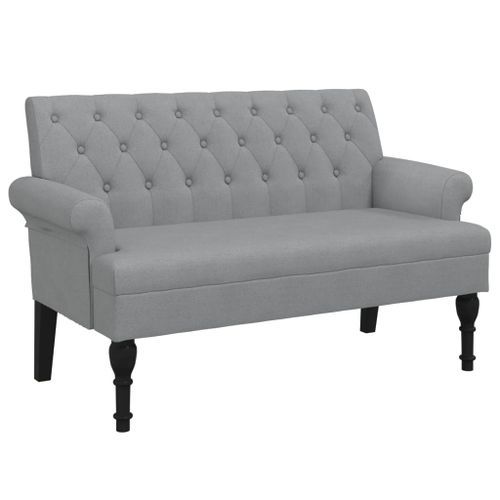 Banc avec dossier gris clair 120x62x75,5 cm tissu - Photo n°2; ?>