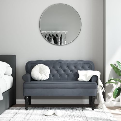 Banc avec dossier gris foncé 119,5x64,5x75 cm velours - Photo n°2; ?>