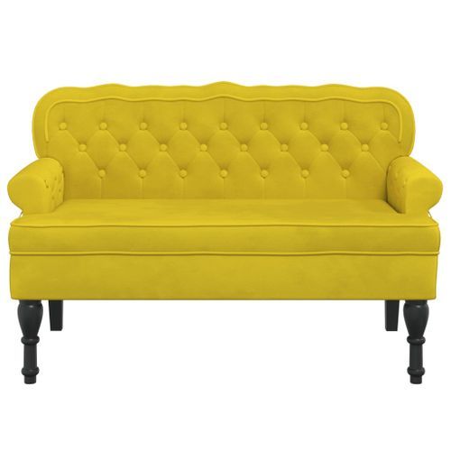 Banc avec dossier jaune 119,5x64,5x75 cm velours - Photo n°3; ?>