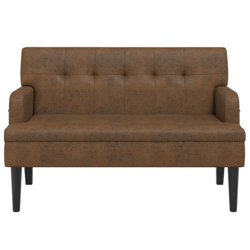 Banc avec dossier marron 112x65,5x75 cm similicuir daim - Photo n°3; ?>