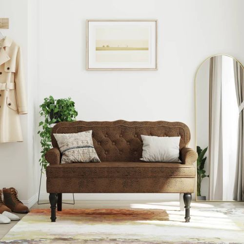 Banc avec dossier marron 119,5x64,5x75 cm similicuir daim - Photo n°2; ?>