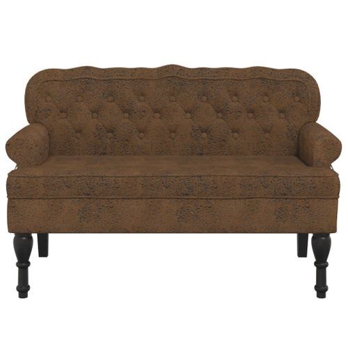 Banc avec dossier marron 119,5x64,5x75 cm similicuir daim - Photo n°3; ?>