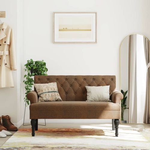 Banc avec dossier marron 120x62x75,5 cm similicuir daim - Photo n°2; ?>