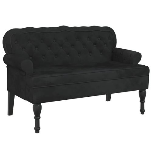 Banc avec dossier noir 119,5x64,5x75 cm velours - Photo n°2; ?>