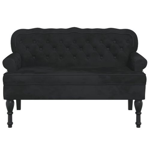 Banc avec dossier noir 119,5x64,5x75 cm velours - Photo n°3; ?>