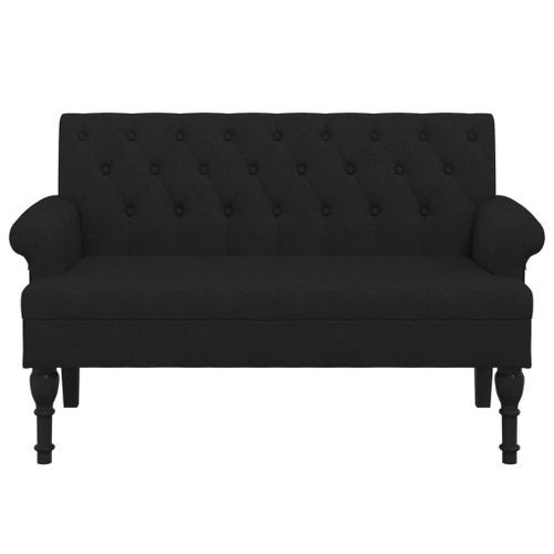 Banc avec dossier noir 120x62x75,5 cm tissu - Photo n°3; ?>