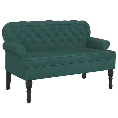 Banc avec dossier vert foncé 119,5x64,5x75 cm velours - Photo n°2; ?>