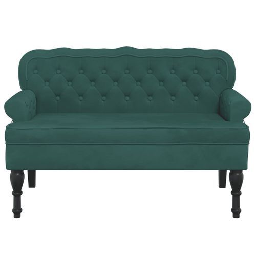 Banc avec dossier vert foncé 119,5x64,5x75 cm velours - Photo n°3; ?>