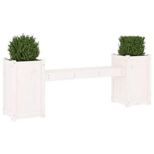 Banc avec jardinières blanc 180x36x63 cm bois massif de pin - Photo n°3; ?>