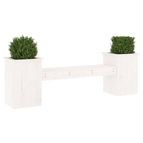 Banc avec jardinières blanc 184,5x39,5x56,5 cm bois massif pin - Photo n°3; ?>