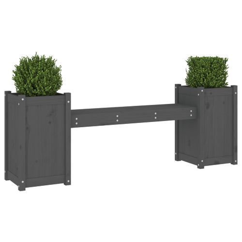 Banc avec jardinières gris 180x36x63 cm bois massif de pin - Photo n°3; ?>