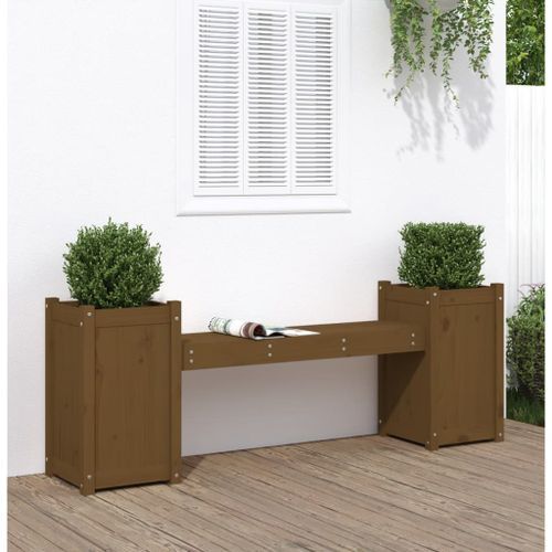 Banc avec jardinières marron miel bois massif de pin - Photo n°2; ?>