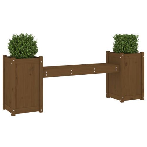 Banc avec jardinières marron miel bois massif de pin - Photo n°3; ?>