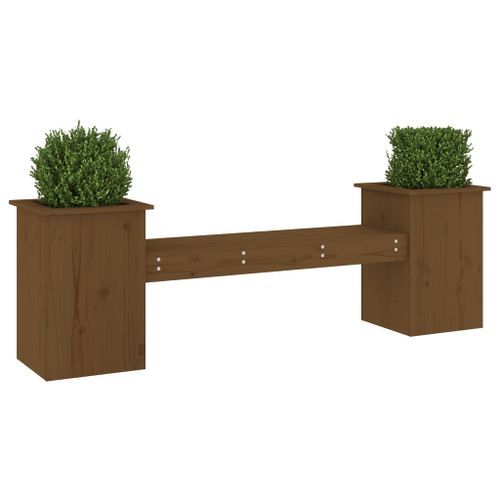 Banc avec jardinières marron miel bois massif de pin - Photo n°3; ?>