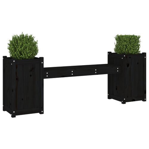 Banc avec jardinières noir 180x36x63 cm bois massif de pin - Photo n°3; ?>