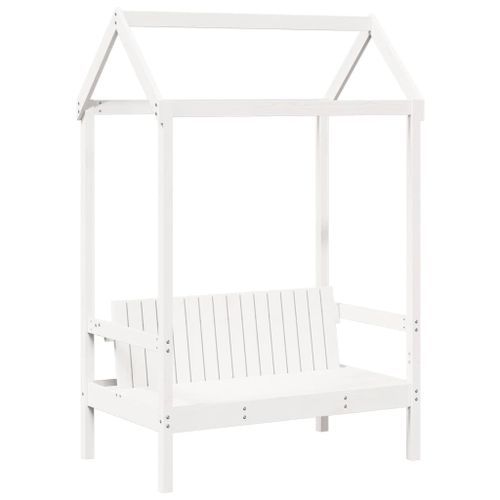 Banc avec toit blanc 117,5x70x176,5 cm bois de pin massif - Photo n°2; ?>