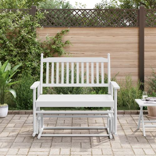 Banc balancelle blanc 118x70x104,5 cm bois massif de peuplier - Photo n°3; ?>