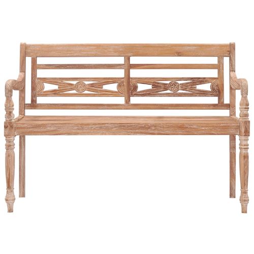 Banc Batavia 120 cm Huilé en blanc Bois de teck solide - Photo n°2; ?>