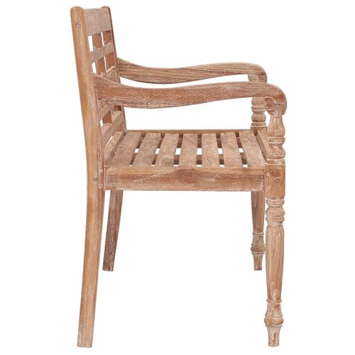 Banc Batavia 120 cm Huilé en blanc Bois de teck solide - Photo n°3; ?>