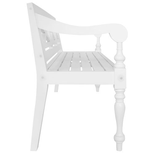 Banc Batavia 123 cm Bois d'acajou massif Blanc - Photo n°3; ?>