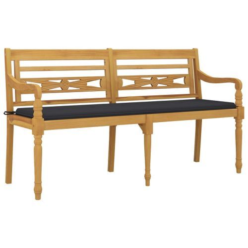 Banc Batavia avec coussin anthracite 150 cm Bois de teck massif - Photo n°3; ?>