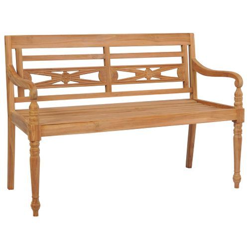 Banc Batavia avec coussin crème 150 cm Bois de teck massif - Photo n°2; ?>