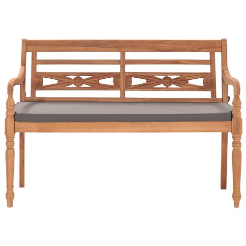 Banc Batavia avec coussin gris foncé 120 cm Bois de teck massif - Photo n°2; ?>
