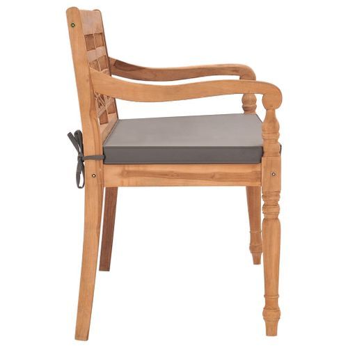 Banc Batavia avec coussin gris foncé 120 cm Bois de teck massif - Photo n°3; ?>